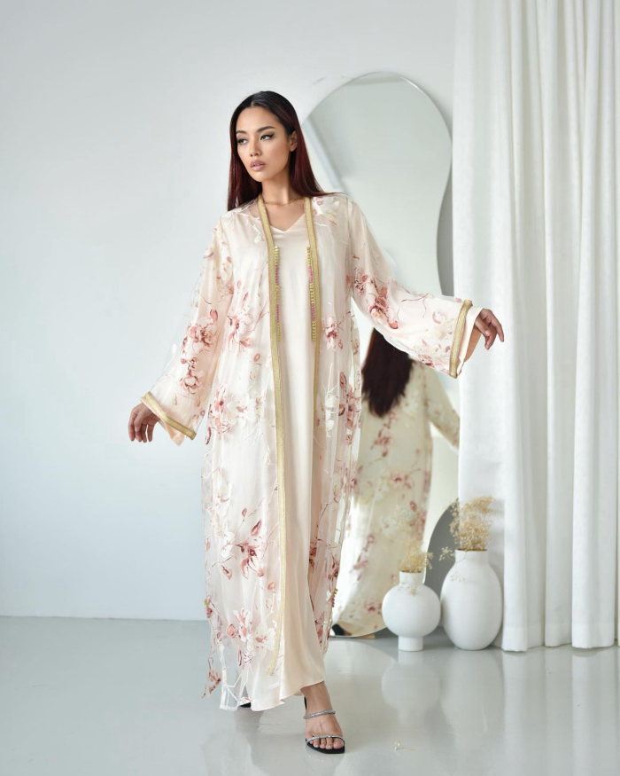 GHALIA Kimono Layered Two-Piece Kaftan